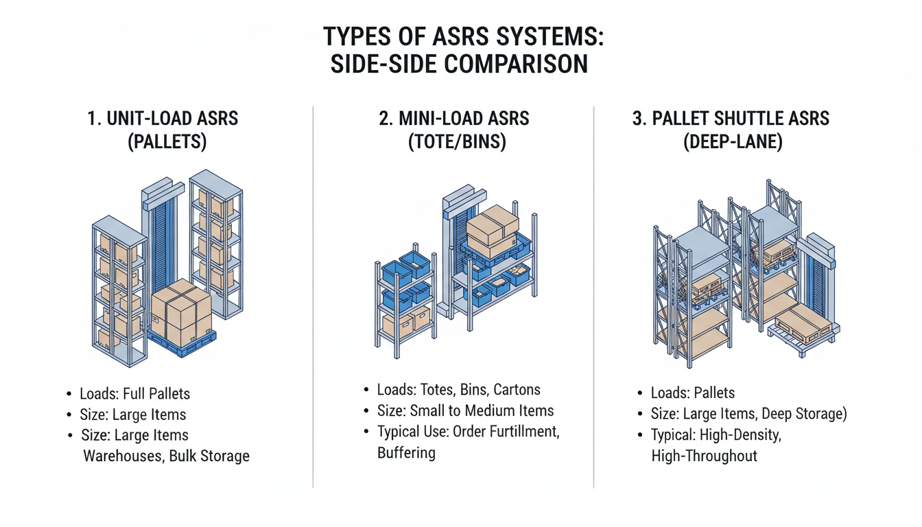 different ASRS system types comparison