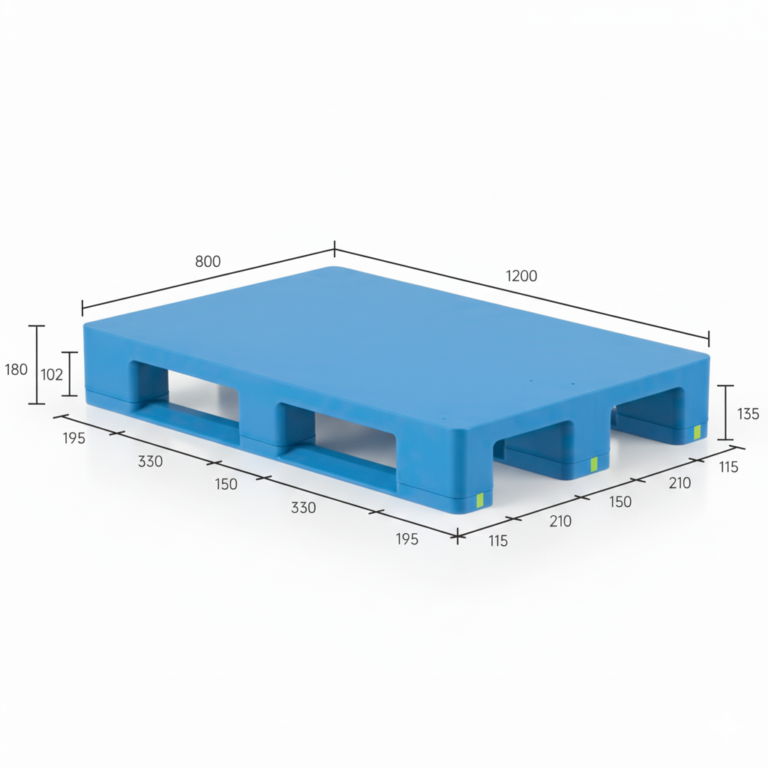 1208PHT 1200 x 800 closed deck 3-runner hygiene-oriented plastic pallet