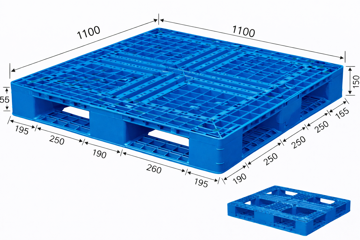 1100×1100mm-Stackable-Plastic-Pallet