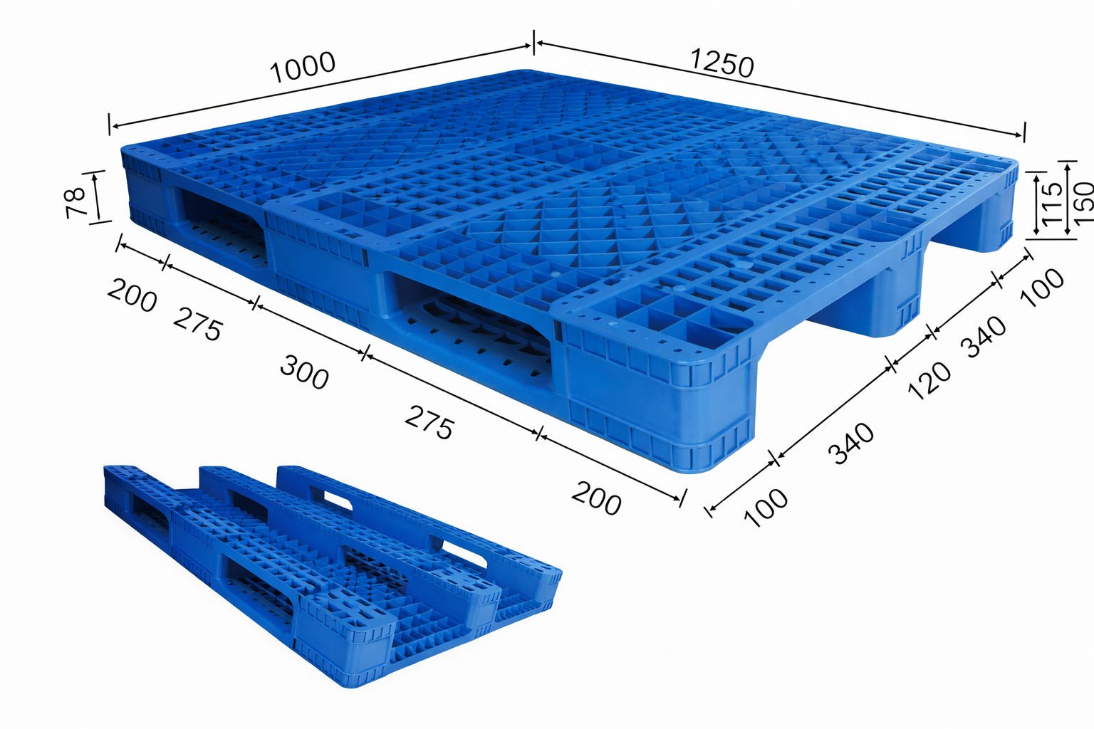 1250*1000mm Rackable Plastic Pallet