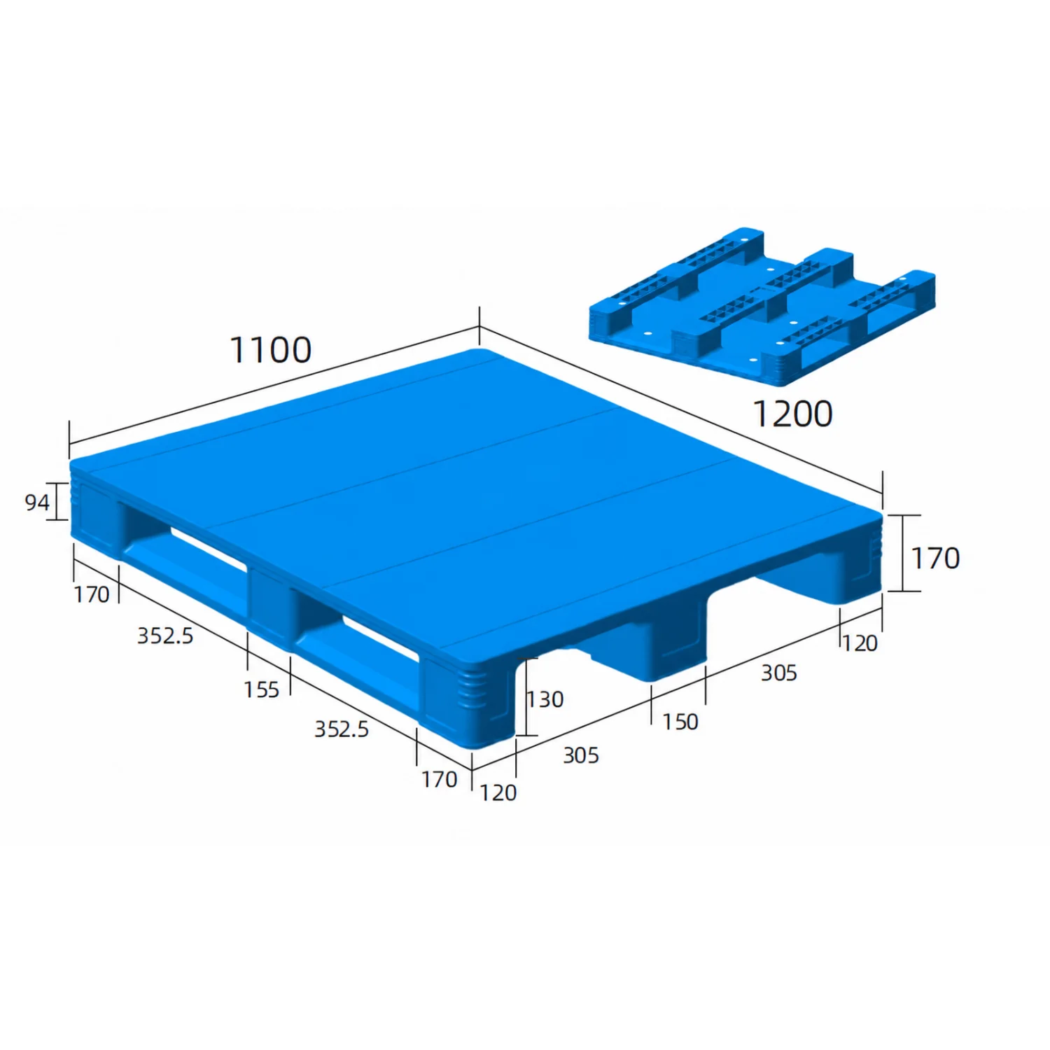 Hygienic flat deck ASRS plastic pallet for food and pharmaceutical warehouses