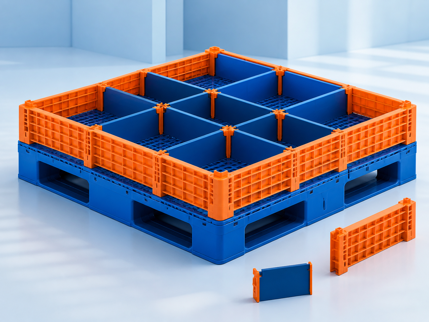 Plastic pallet collars and divider accessories