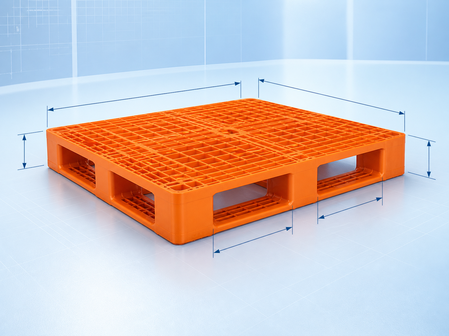Custom plastic pallet dimensions and fork-entry height