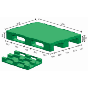1200 x 800 Flat Top Welded Rackable Plastic Pallet