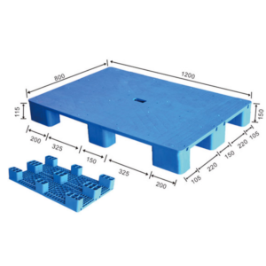 1200 x 800 Solid Flat Top One-Piece 9-Legs Plastic Pallet