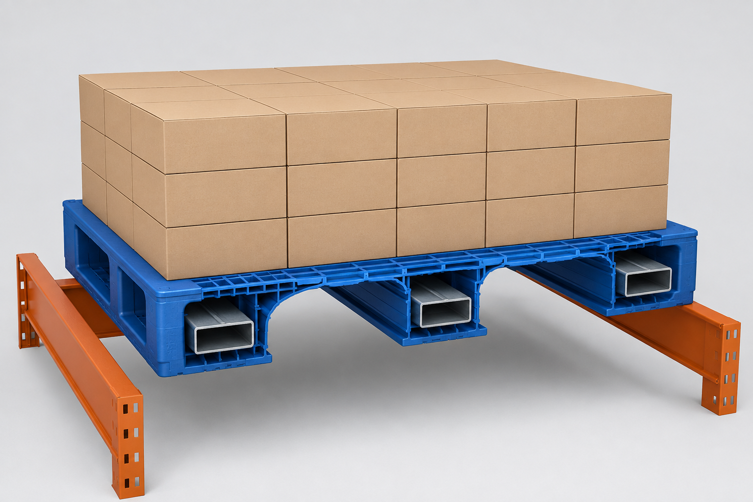 1250 x 1000 PP steel reinforced rackable plastic pallet for lower deflection
