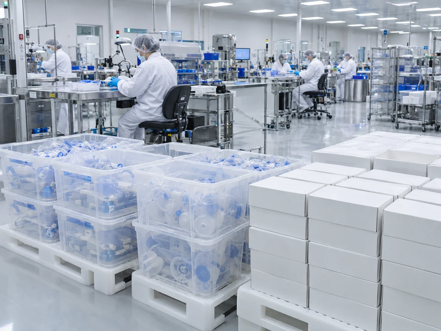 Cleanroom material transfer using hygienic plastic pallets
