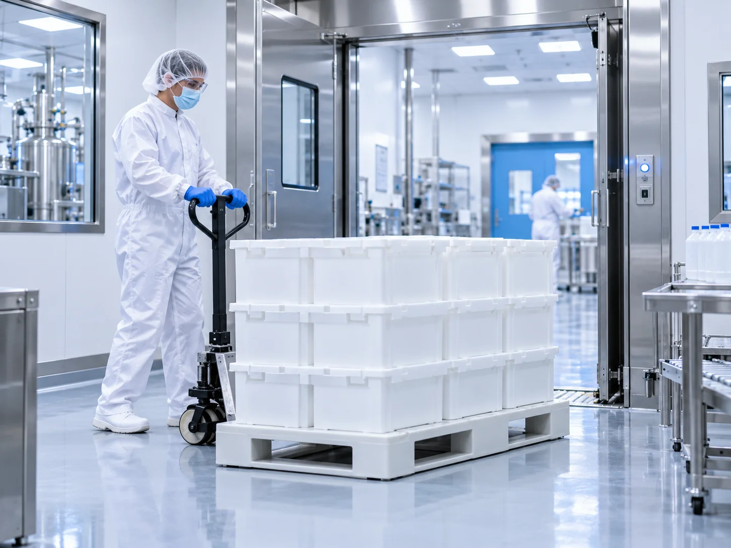 Rounded hygienic pallet geometry for controlled environments