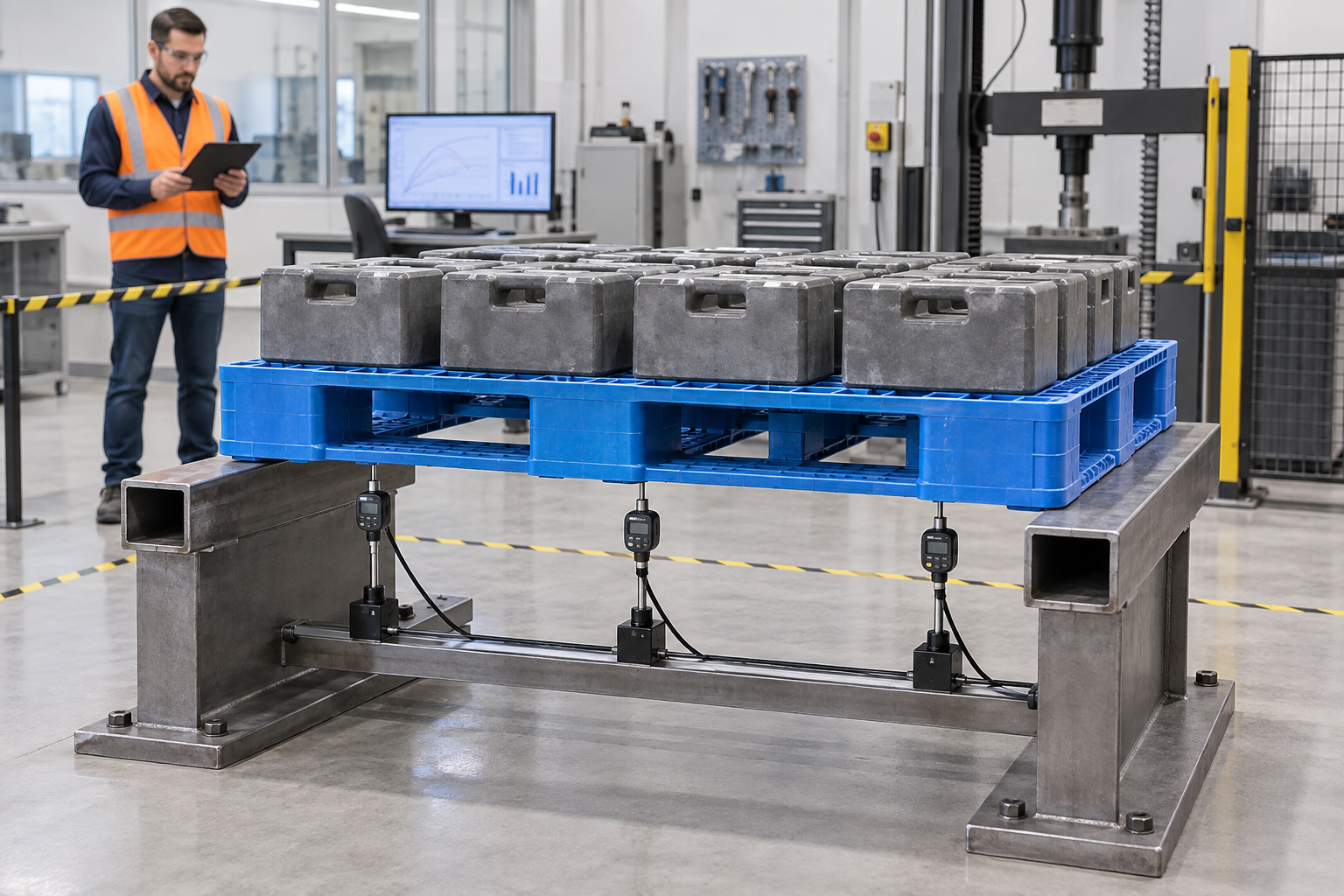Plastic pallet load-capacity test reference