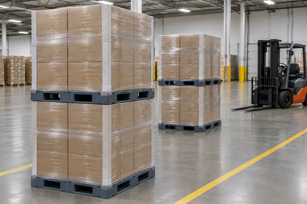 stackable-plastic-pallet-loaded-floor-stacking